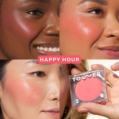 GetSet™ Matte Powder Blush in Feliz Fresca and BeachPlease Cream Blush in Happy Hour [The Tower 28 Beauty Cheeky Duo in Hot Pink Cheeks]