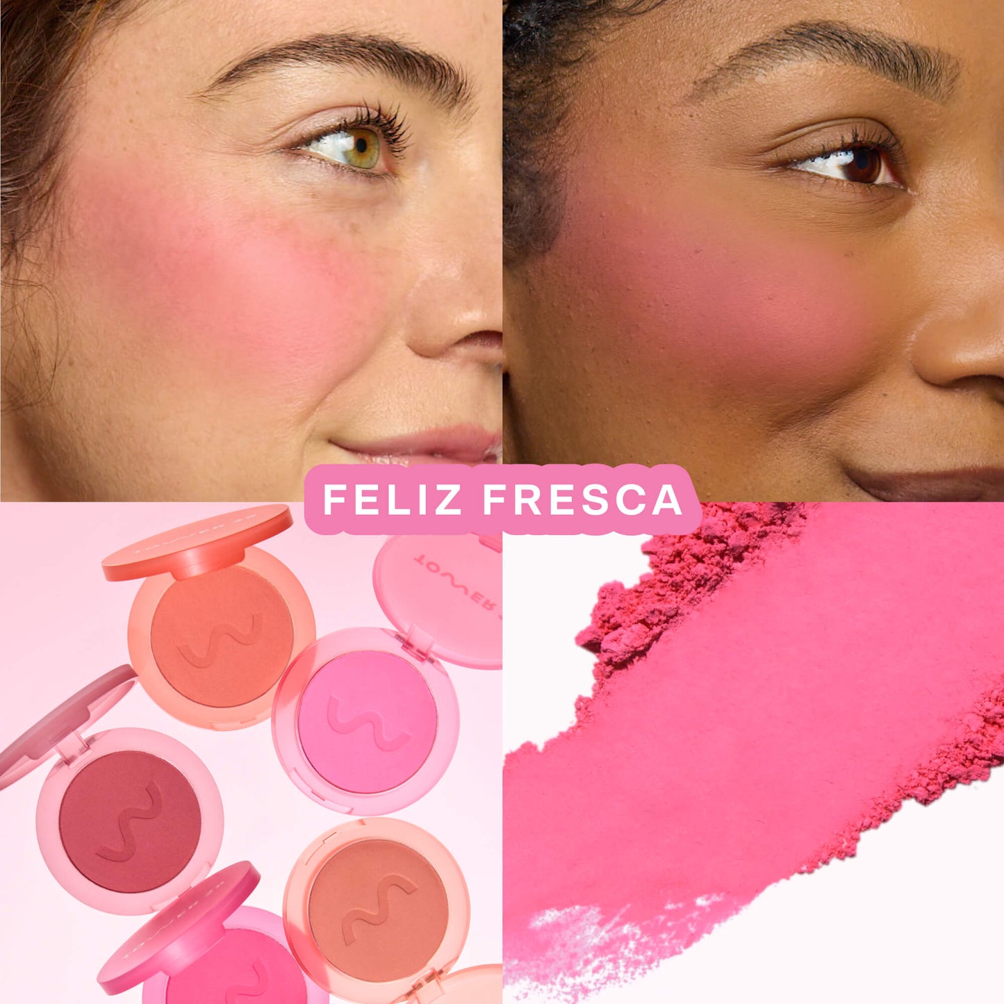 GetSet™ Matte Powder Blush in Feliz Fresca and BeachPlease Cream Blush in Happy Hour [The Tower 28 Beauty Cheeky Duo in Hot Pink Cheeks]
