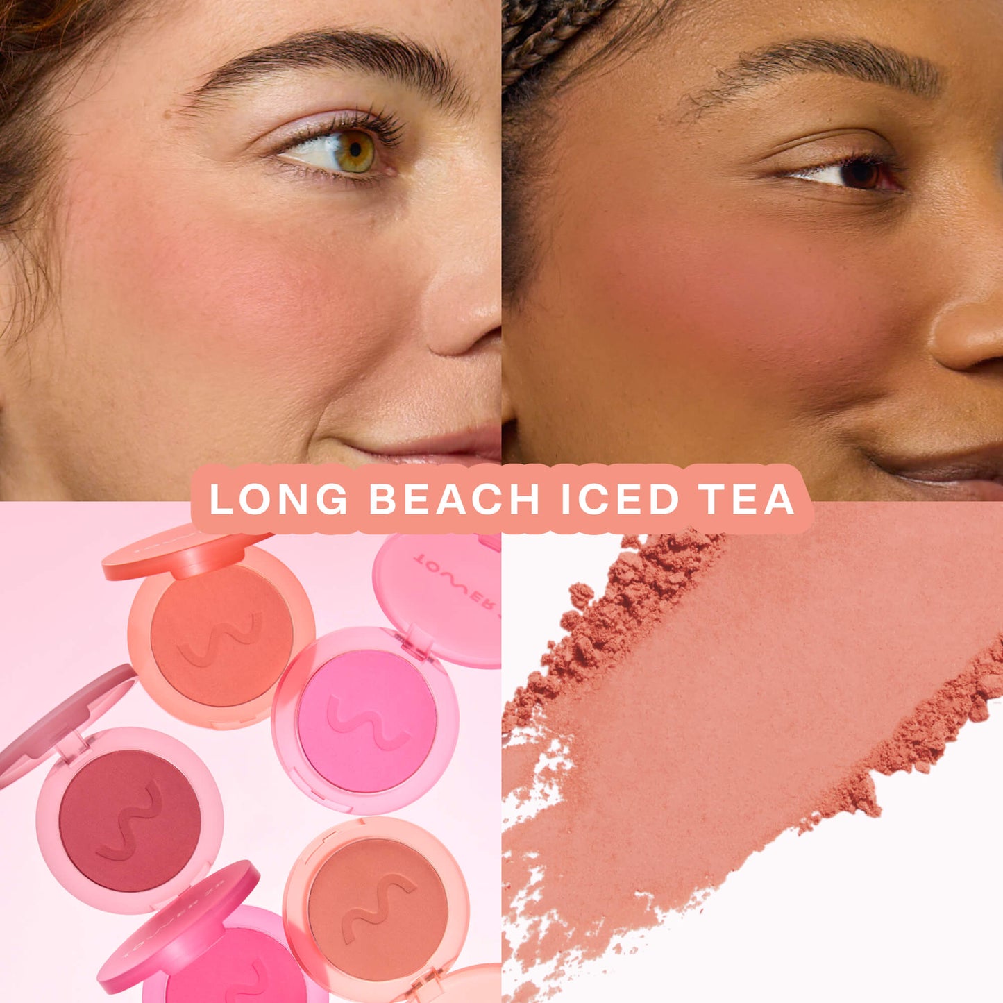 GetSet™ Matte Powder Blush in Long Beach Ice Tea and BeachPlease Cream Blush in Magic Hour [The Tower 28 Beauty Cheeky Duo in Nude Cheeks]