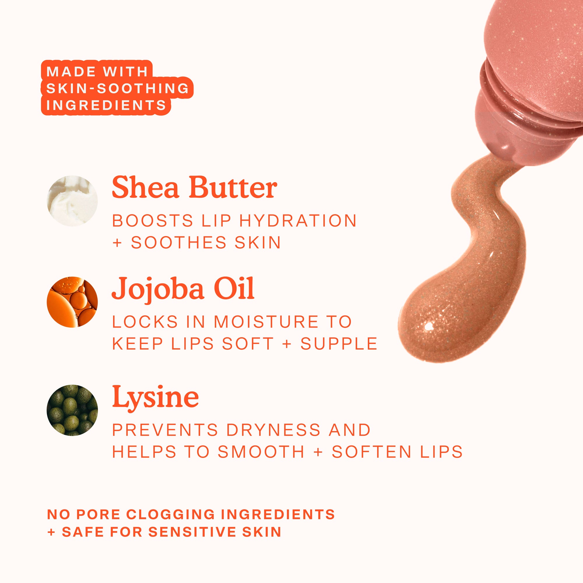 Lip balm product with ingredients listed on a white background [Iced Dulce de Leche]