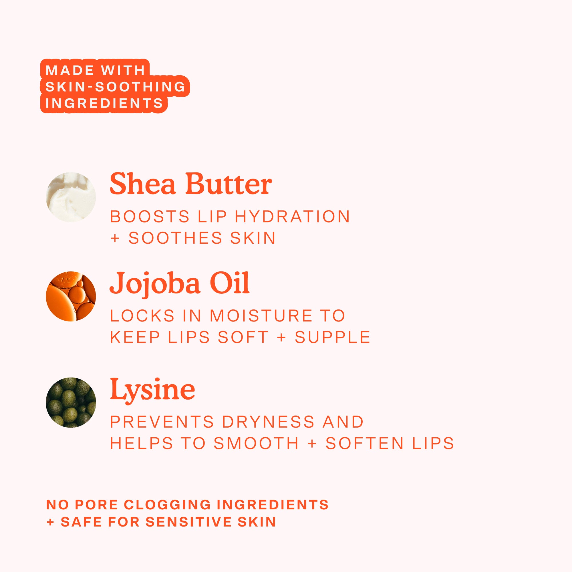 List of skin-soothing ingredients with icons and descriptions on a white background [Shared]