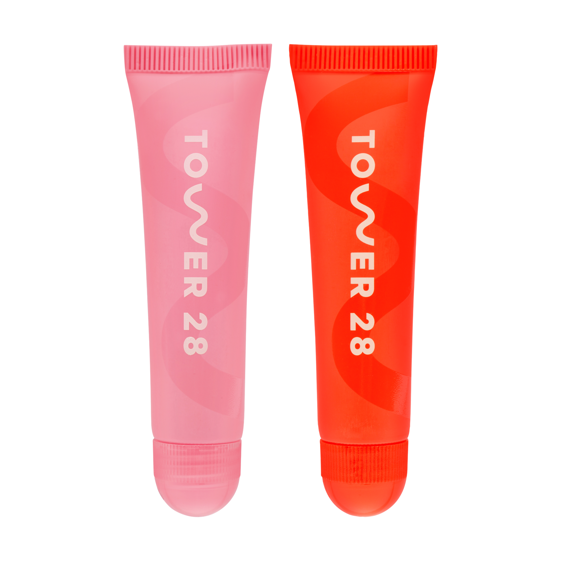 [Shared: Tower 28 Beauty  LipSoftie™ Date Night Duo pictured in Watermelon Kiwi and SOS Clear
