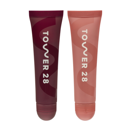 [Shared: Tower 28 Beauty LipSoftie™ Date Night Duo pictured in Ube Vanilla and Dulce de Leche]