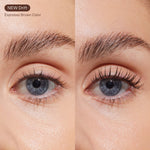 A close up of a person's eyelashes after applying the Tower 28 Beauty MakeWaves™ Mascara in Drift. Lashes are visibly lifted and lengthened. [Drift]
