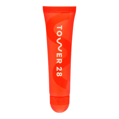 The Tower 28 Beauty LipSoftie™ Lip Treatment in the shade SOS Vanilla. [SOS Vanilla]