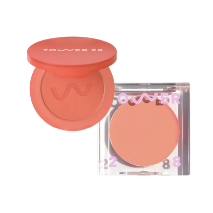 GetSet™ Matte Powder Blush in Culver Crush and BeachPlease Cream Blush in Rush Hour [The Tower 28 Beauty Cheeky Duo in Peachy Cheeks]