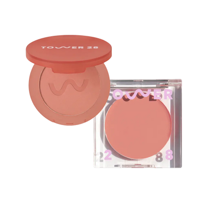 GetSet™ Matte Powder Blush in Long Beach Ice Tea and BeachPlease Cream Blush in Magic Hour [The Tower 28 Beauty Cheeky Duo in Earthy Cheeks]