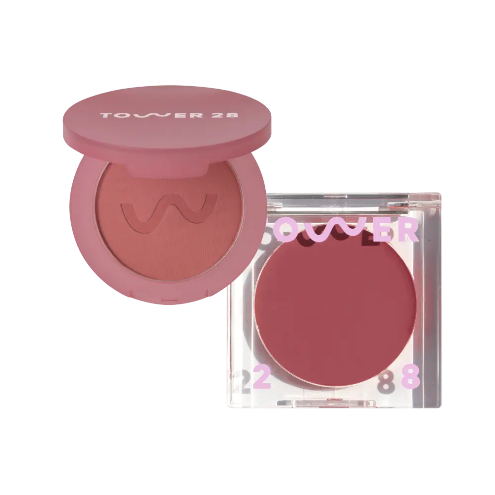 GetSet™ Matte Powder Blush in Samo Spritzer and BeachPlease Cream Blush in Office Hours [The Tower 28 Beauty Cheeky Duo in Mauvey Cheeks]
