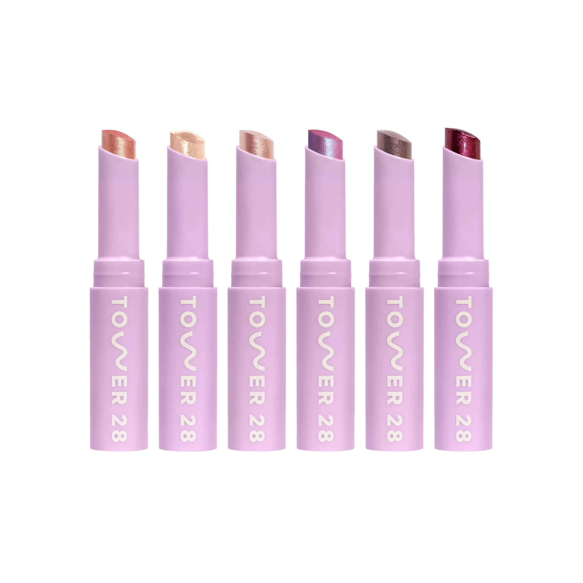 Set of Tower 28 lipsticks in various shades on a white background [Shared]