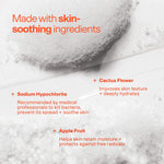 Product with skin-soothing ingredients text overlay on a textured background [Shared]