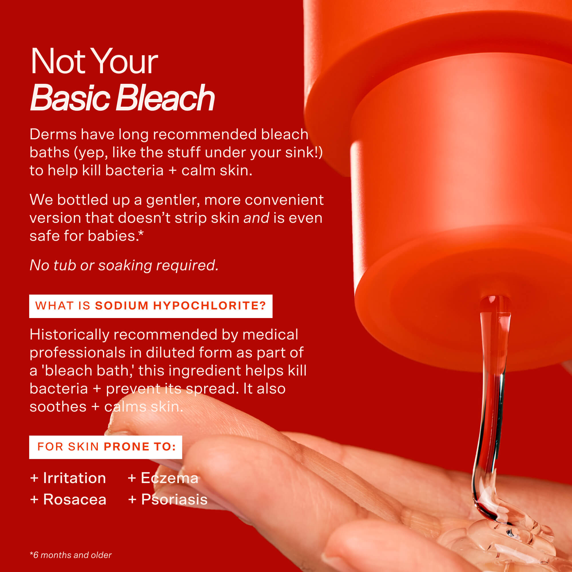 Product packaging with text about a gentler bleach alternative on a red background [Shared]