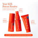 Tower skincare products with 'Your SOS Rescue Routine' text on a white background [Travel-Size Set]
