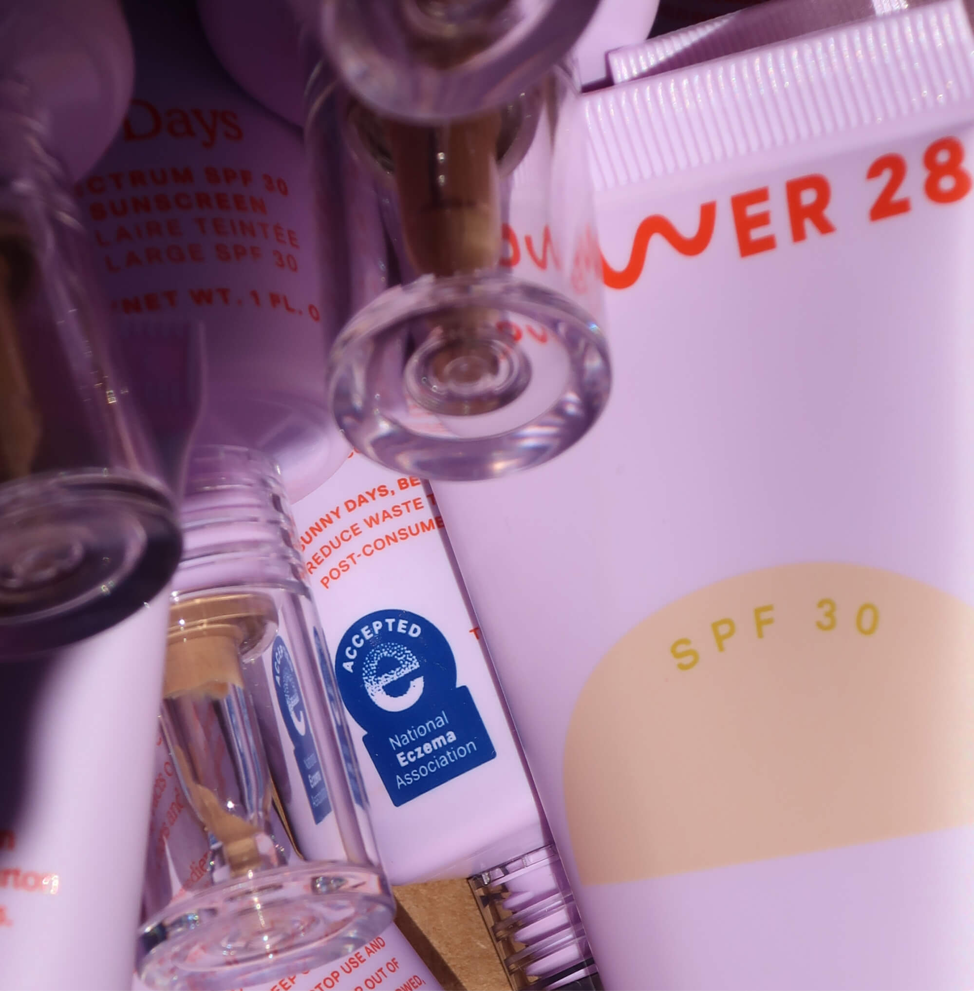[A close up of Tower 28 Beauty's SunnyDays SPF 30 Tinted Sunscreen packaging.]