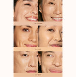 [Shade match chart showing 3 models wearing medium shades of Tower 28 Swipe Serum Concealer, including shades:7.0 KTOWN,8.0 LBC,9.0 MDR]