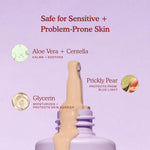 Skincare product with ingredients listed on a light purple background [Shared]