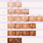 Skin tone chart with various skin tones displayed on a light purple background [Shared]