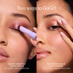 Two methods of applying makeup with a product labeled 'Two ways to GoGo!'. [Shared]