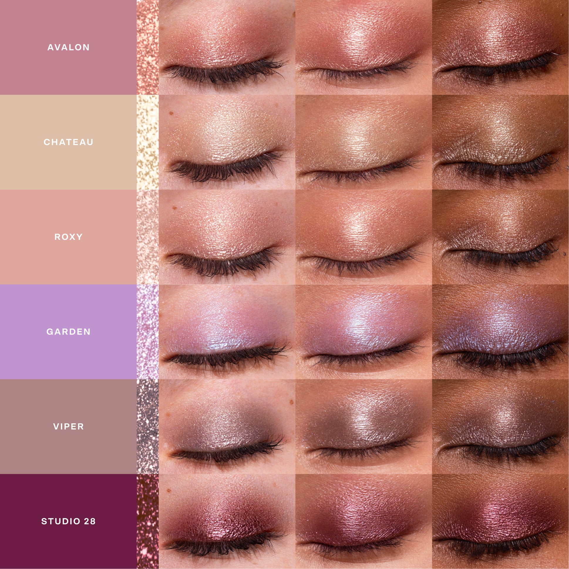 Eyeshadow swatches with labels on a grid layout [Shared]