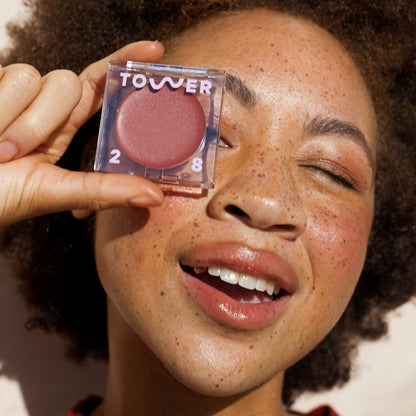 Cheeky Trio - BeachPlease Cream Blush [Tower 28 Beauty's Cheeky Trio which features Bronzino™ Cream Bronzer, BeachPlease Cream Blush, and SuperDew Highlight Balm]