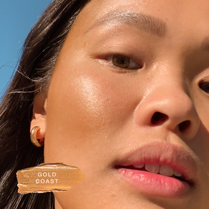 Cheeky Trio - Bronzino™ Cream Bronzer in Gold Coast [Tower 28 Beauty's Cheeky Trio which features Bronzino™ Cream Bronzer, BeachPlease Cream Blush, and SuperDew Highlight Balm]